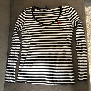 Black & white striped Ralph Lauren long sleeve- M